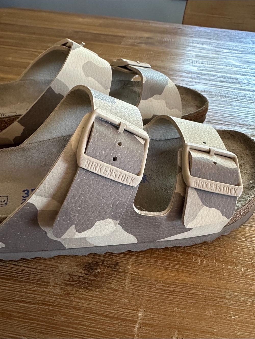Birkenstock Women Beige Camo Two-Buckle Sandals - Picture 2 of 4